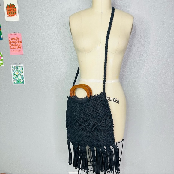 Danielle Nicole Macrame Fringe Crossbody Purse - Picture 5 of 5